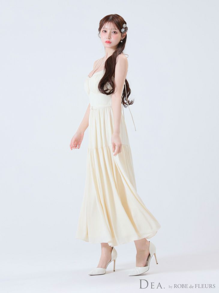 DEA. ディア バイ ローブドフルール ラメシフォンフレアロングキャミキャバドレス de3374-c