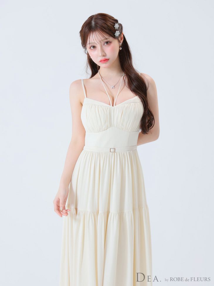 DEA. ディア バイ ローブドフルール ラメシフォンフレアロングキャミキャバドレス de3374-c