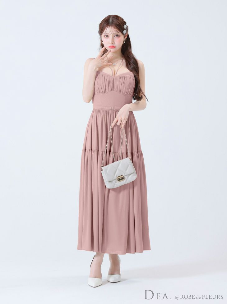 DEA. ディア バイ ローブドフルール ラメシフォンフレアロングキャミキャバドレス de3374-c