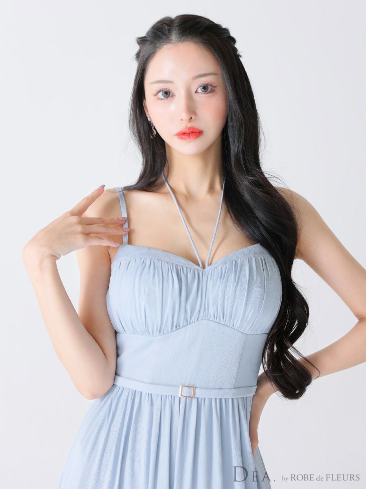 DEA. ディア バイ ローブドフルール ラメシフォンフレアロングキャミキャバドレス de3374-c