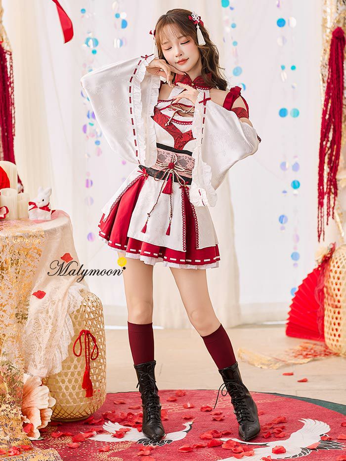 【5点セット】Malymoon マリームーン ロマンティックレース巫女コスチューム ml10124