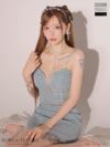 ROBE de FLEURS ローブドフルール ブルー スパークルラメニットミニリボンタイトミニキャバドレス fm3271-1