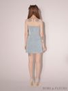 ROBE de FLEURS ローブドフルール ブルー スパークルラメニットミニリボンタイトミニキャバドレス fm3271-1