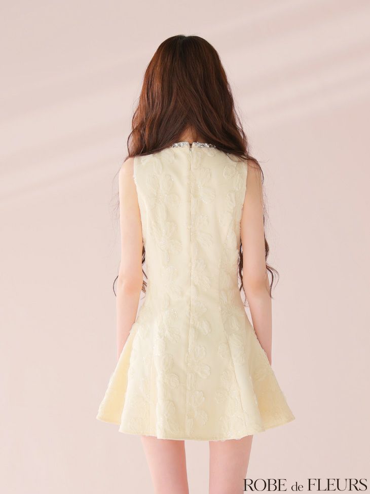 ROBE de FLEURS ローブドフルール ビジューラインノースリーブフレアミニキャバドレス fm3439-c