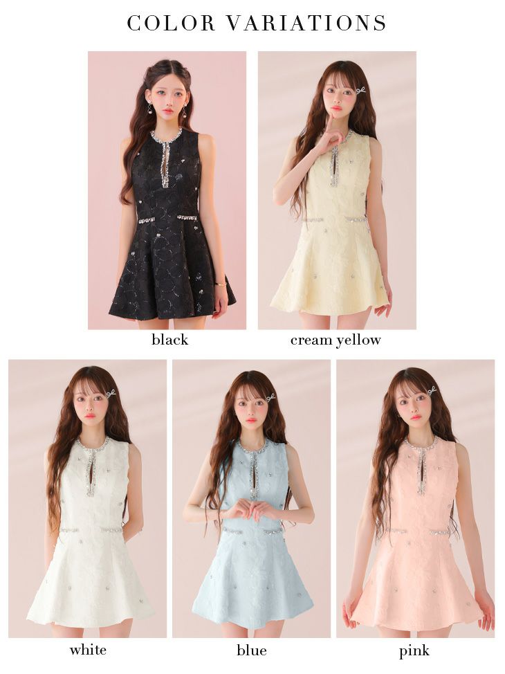 ROBE de FLEURS ローブドフルール ビジューラインノースリーブフレアミニキャバドレス fm3439-c