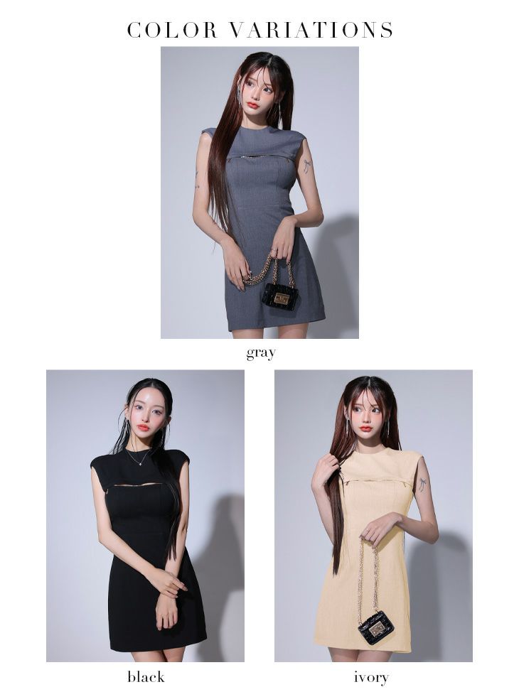 Glossy ローブドフルールグロッシー バックオープンバストスリットシンプルミニキャバドレス gl3776-c