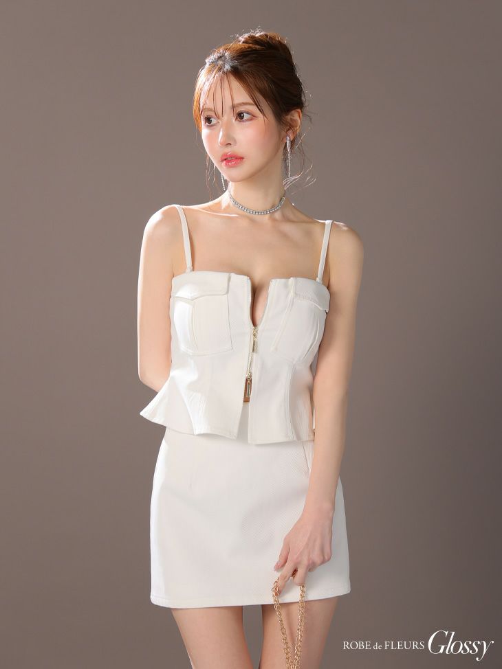 Glossy ローブドフルールグロッシー センタージップペプラムセットアップミニキャバドレス gl3443-3