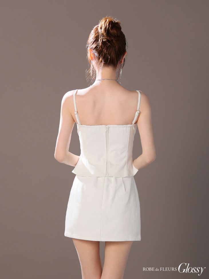 Glossy ローブドフルールグロッシー センタージップペプラムセットアップミニキャバドレス gl3443-3