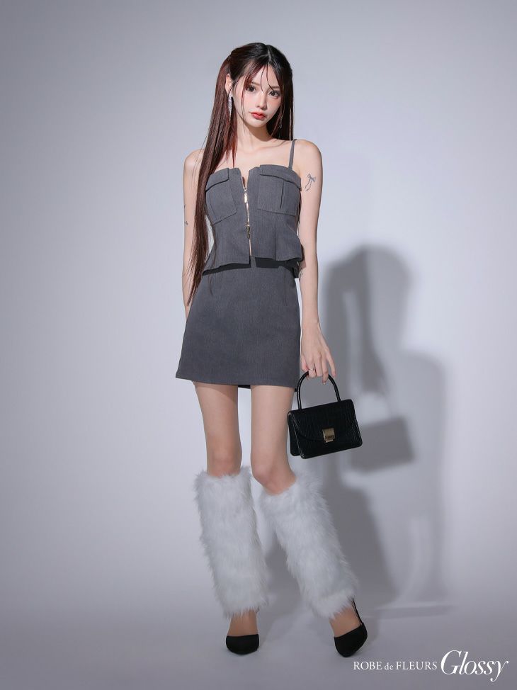 Glossy ローブドフルールグロッシー センタージップペプラムセットアップミニキャバドレス gl3443-c