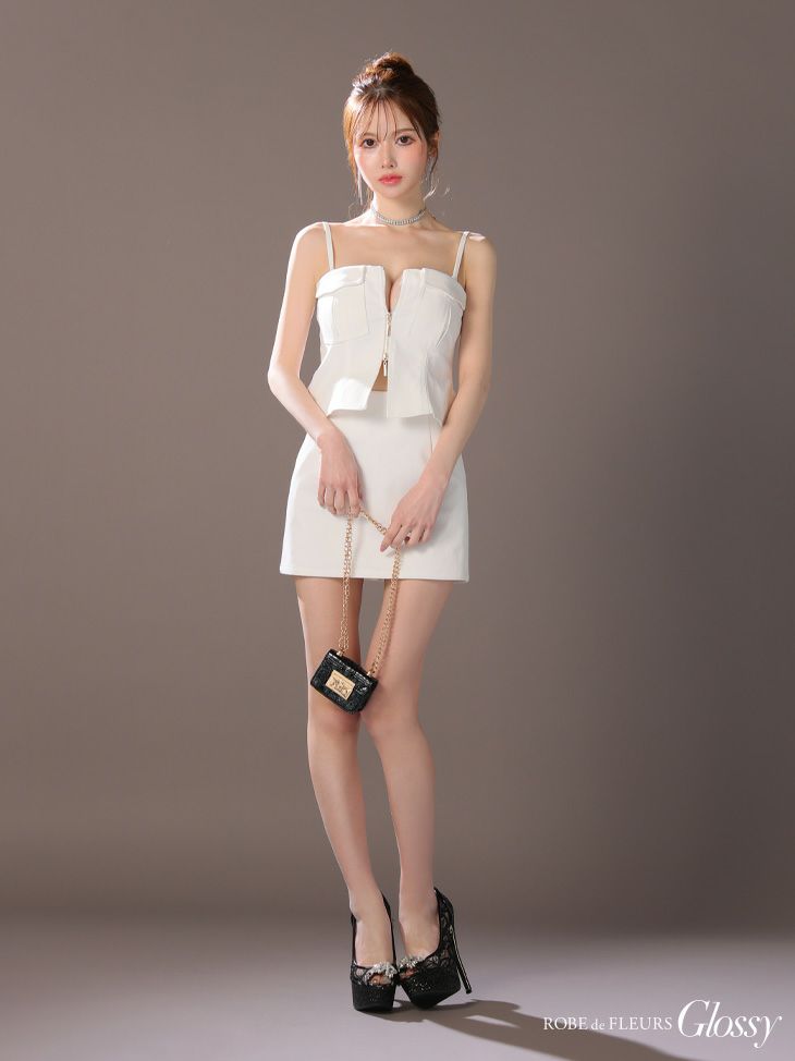 Glossy ローブドフルールグロッシー センタージップペプラムセットアップミニキャバドレス gl3443-c