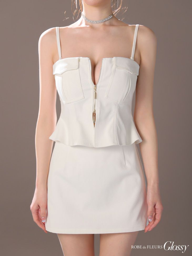 Glossy ローブドフルールグロッシー センタージップペプラムセットアップミニキャバドレス gl3443-c