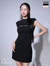 Glossy ローブドフルールグロッシー アイボリー バックオープンバストスリットシンプルミニキャバドレス gl3776-3