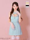 ROBE de FLEURS ローブドフルール ピンク リボンデザインホルタービジューミニキャバドレス fm3442-2