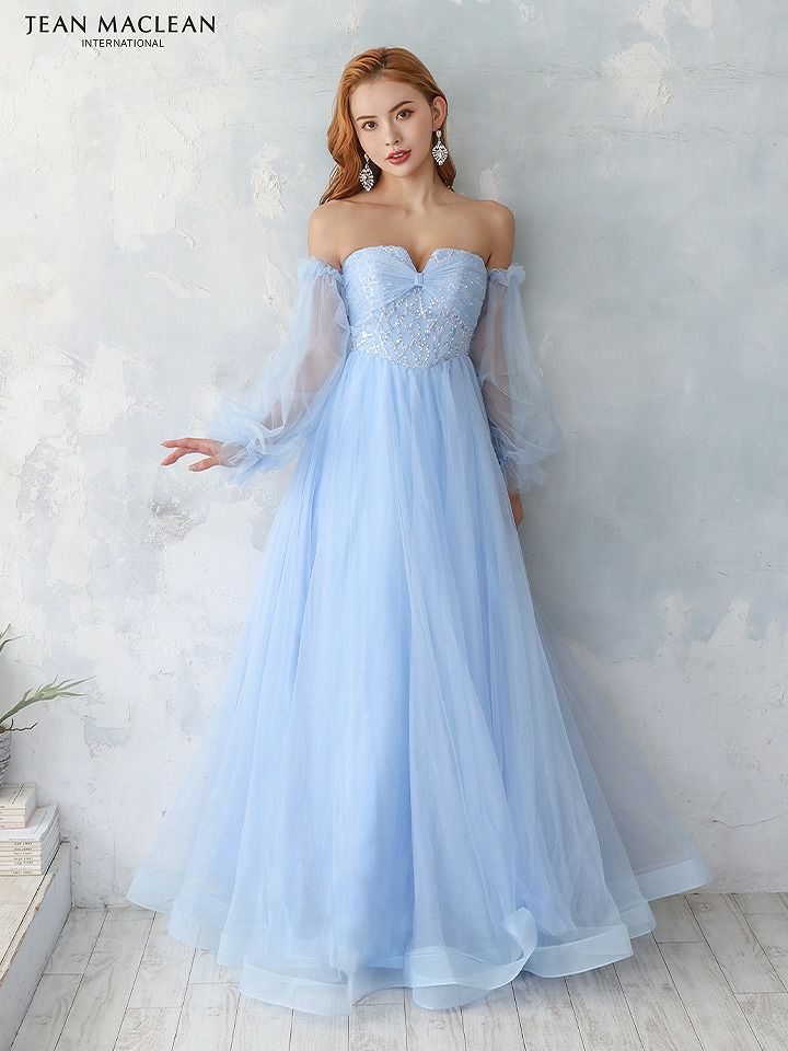 JEAN MACLEAN ジャンマクレーン ブルー ベア/スリーブ付き/姫/ロングドレス【袖取り外し可能】 ja31518-1-ks