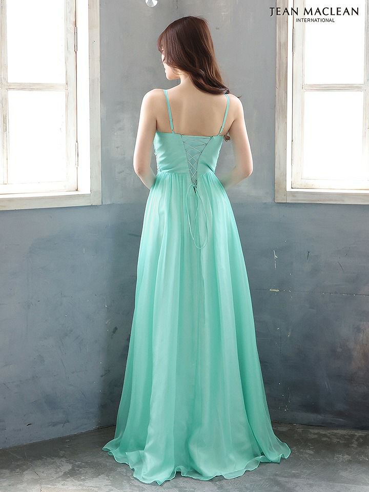 JEAN MACLEAN ジャンマクレーン シンプル/ワンカラー/プリーツ/ウエストビジュー/スリット入り/ロングドレス ロイヤル ja41651-3