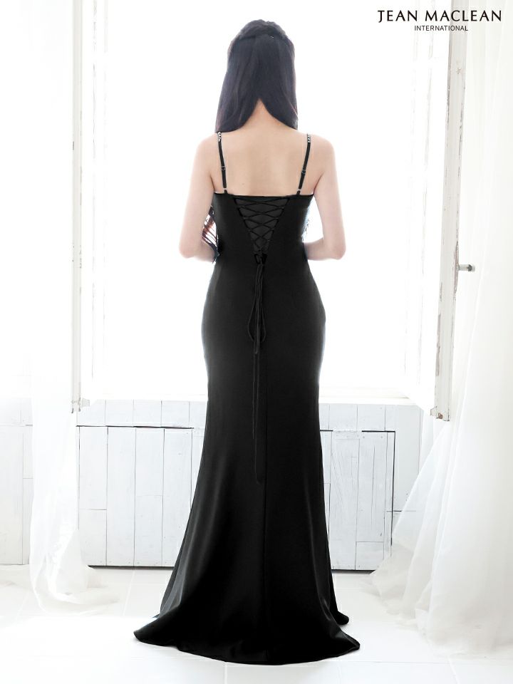 JEAN MACLEAN ジャンマクレーン ワンカラー/ビジュー/刺繍/スリット入り/タイト ロングドレス ja51763-c