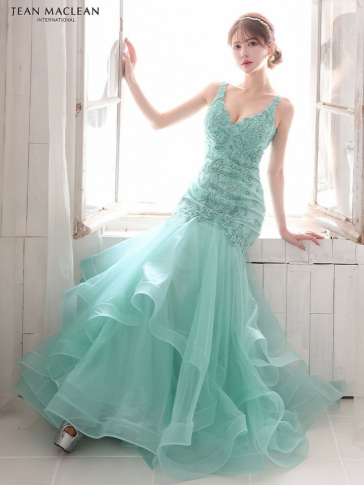 JEAN MACLEAN ジャンマクレーン ワンカラー/ビジュー刺繍レース/マーメイド/タイト ロングドレス ja51765-c