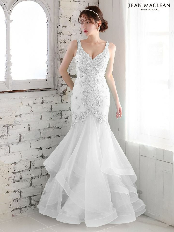 JEAN MACLEAN ジャンマクレーン ワンカラー/ビジュー刺繍レース/マーメイド/タイト ロングドレス ja51765-c