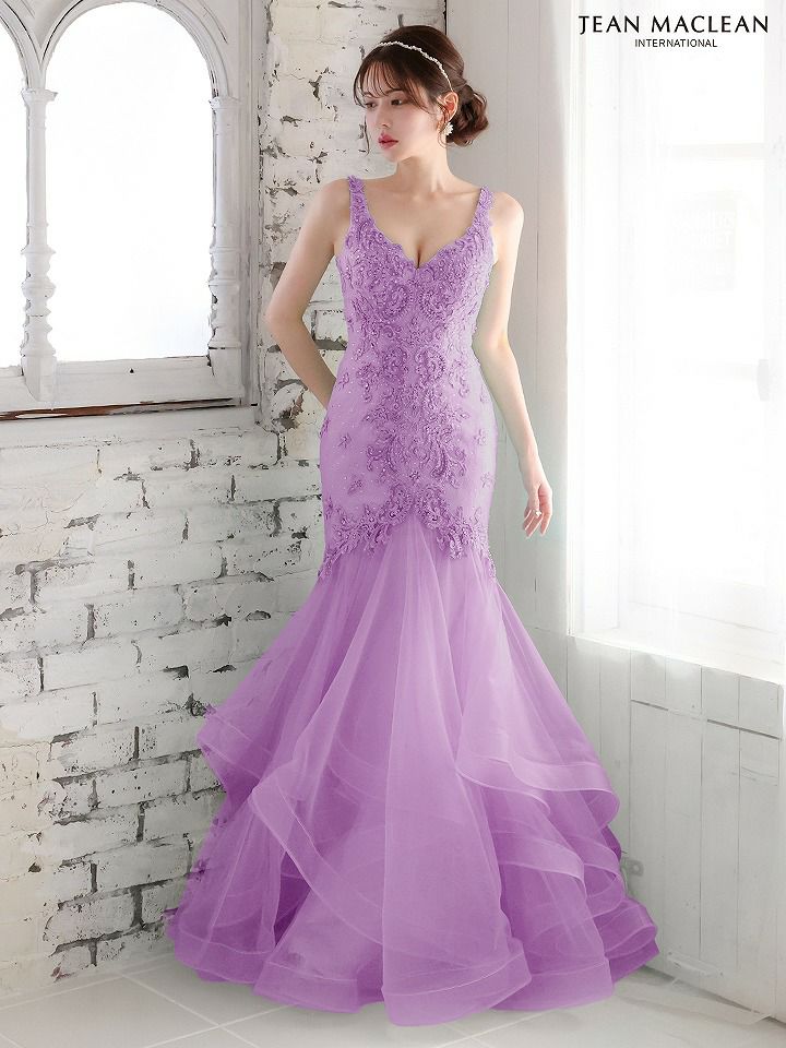JEAN MACLEAN ジャンマクレーン ワンカラー/ビジュー刺繍レース/マーメイド/タイト ロングドレス ja51765-c