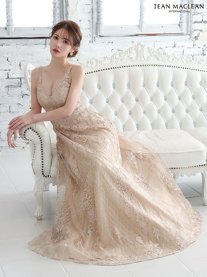 JEAN MACLEAN ジャンマクレーン ワンカラー/総レース刺繍/姫/ロングドレス ja51766-c