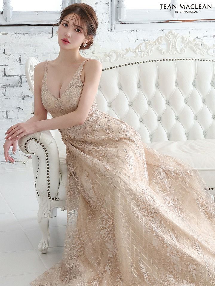 JEAN MACLEAN ジャンマクレーン ワンカラー/総レース刺繍/姫/ロングドレス ja51766-c