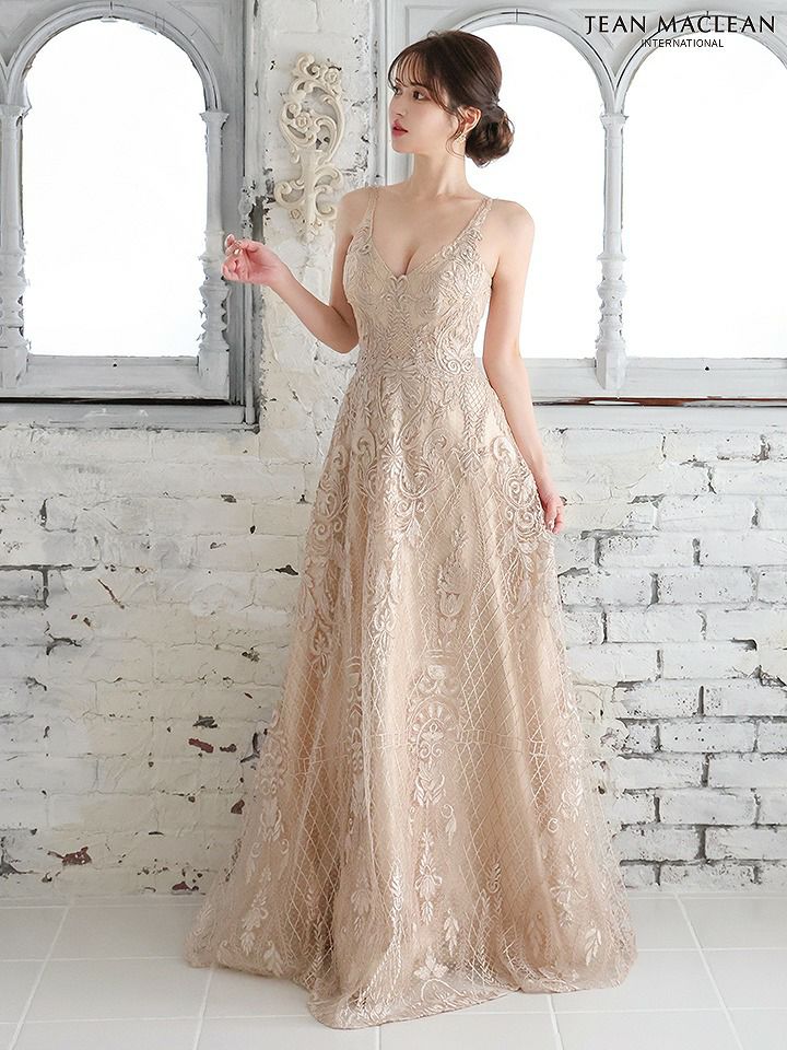 JEAN MACLEAN ジャンマクレーン ワンカラー/総レース刺繍/姫/ロングドレス ja51766-c