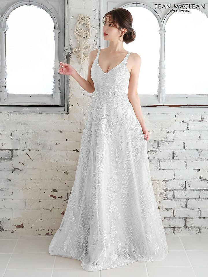JEAN MACLEAN ジャンマクレーン ワンカラー/総レース刺繍/姫/ロングドレス ja51766-c