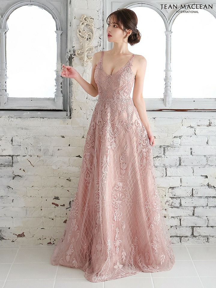 JEAN MACLEAN ジャンマクレーン ワンカラー/総レース刺繍/姫/ロングドレス ja51766-c