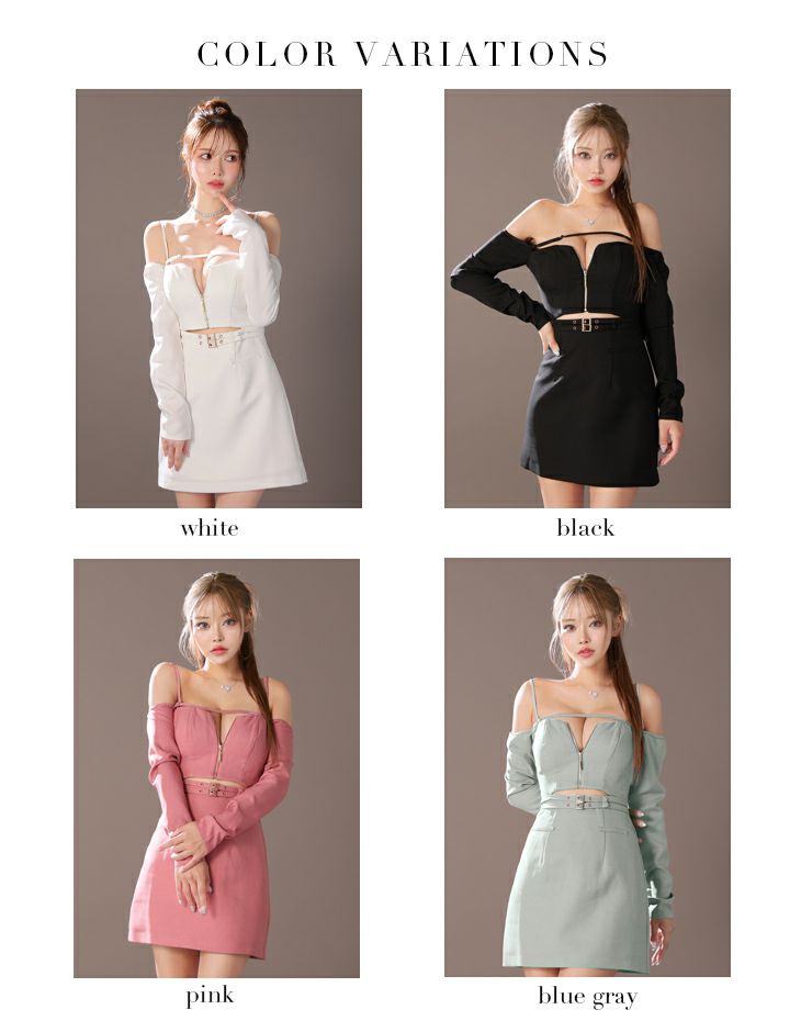 Glossy ローブドフルール グロッシー ブラック オフショルロングスリーブウエストカットタイトキャバドレス gl3576-2