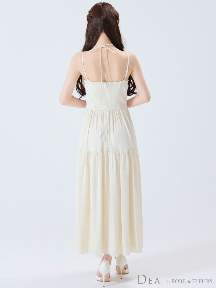 DEA. ディア バイ ローブドフルール ブルー ラメシフォンフレアロングキャミキャバドレス de3374-2