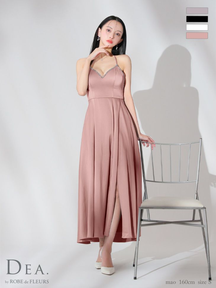 DEA. ディア バイ ローブドフルール バストビジュースリットサテンキャミロングキャバドレス de3774-c