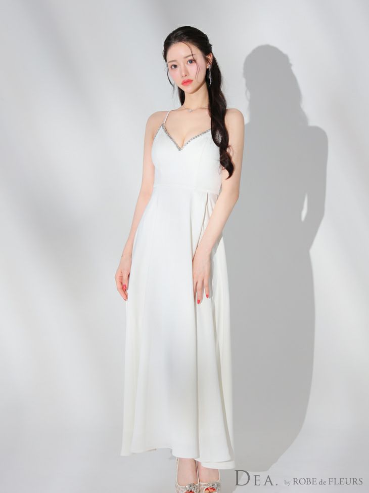 DEA. ディア バイ ローブドフルール バストビジュースリットサテンキャミロングキャバドレス de3774-c