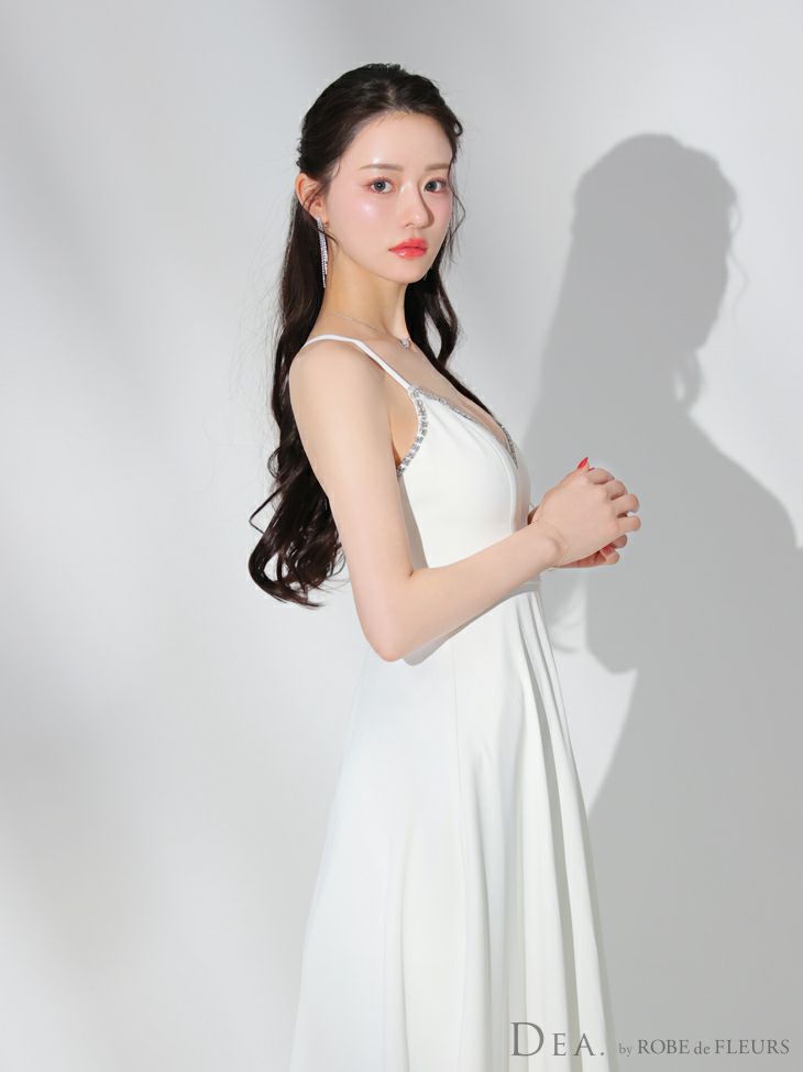 DEA. ディア バイ ローブドフルール バストビジュースリットサテンキャミロングキャバドレス de3774-c