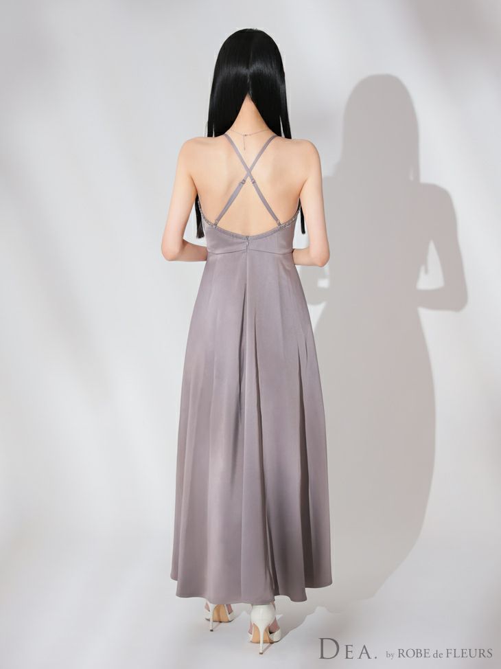 DEA. ディア バイ ローブドフルール バストビジュースリットサテンキャミロングキャバドレス de3774-c