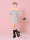 ROBE de FLEURS ローブドフルール ニットツイードオフショルセットアップタイトミニキャバドレス fm3269-c
