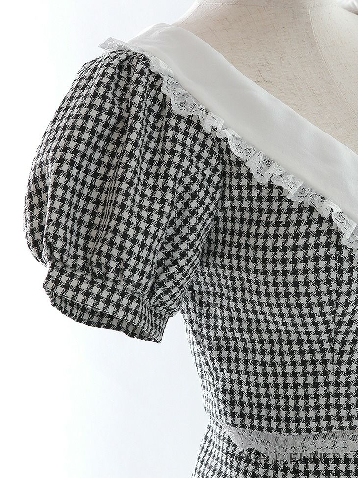 【*ROBE de FLEURS SALE*】 ROBE de FLEURS ローブドフルール フリル襟ｘパフスリーブツーピースミニキャバドレス fm2637-s25