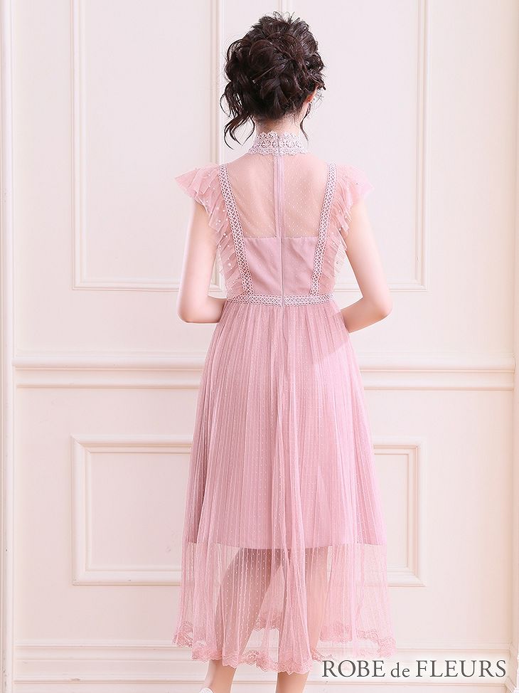 ROBE de FLEURS ローブドフルール ドットチュール×アンティークマキシキャバドレス fm1992-s25