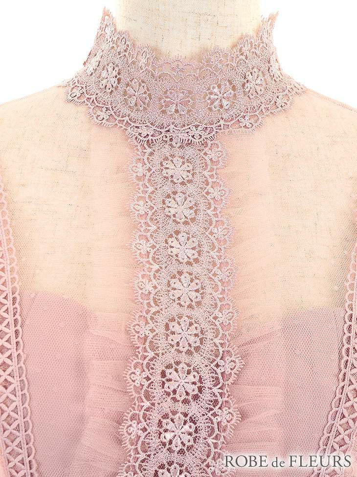 ROBE de FLEURS ローブドフルール ドットチュール×アンティークマキシキャバドレス fm1992-s25