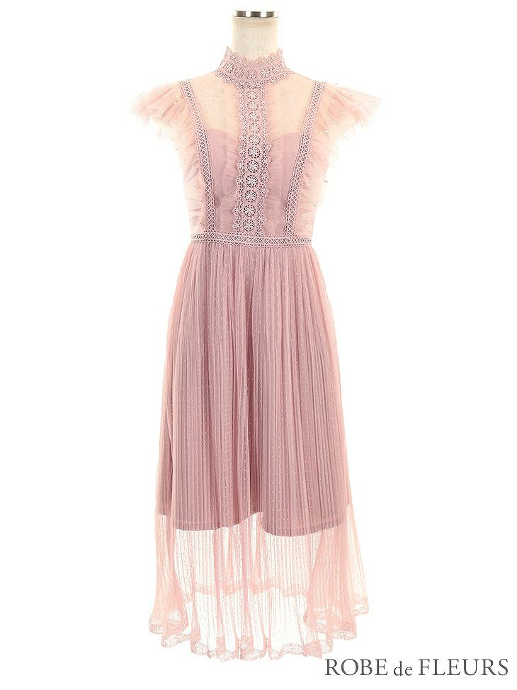 ROBE de FLEURS ローブドフルール ドットチュール×アンティークマキシキャバドレス fm1992-s25