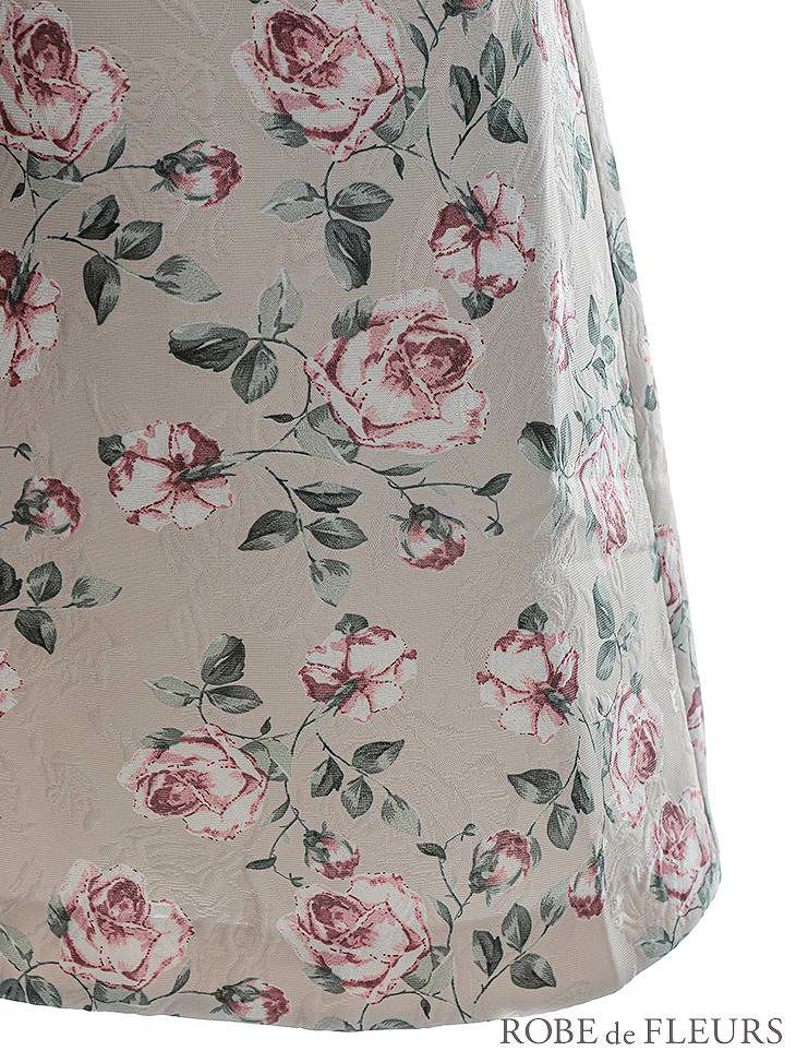 ROBE de FLEURS ローブドフルール ビーズ襟ｘローズジャガード台形ミニキャバドレス fm2457-s25