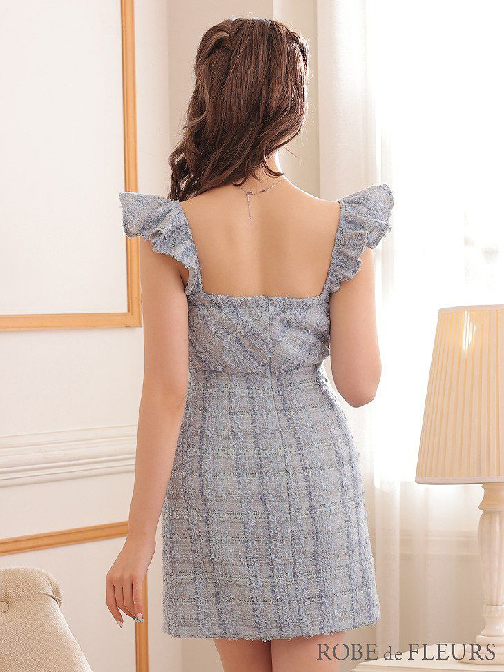 ROBE de FLEURS ローブドフルール 大粒ビジューｘラメツイードミニキャバドレス fm2655-s25