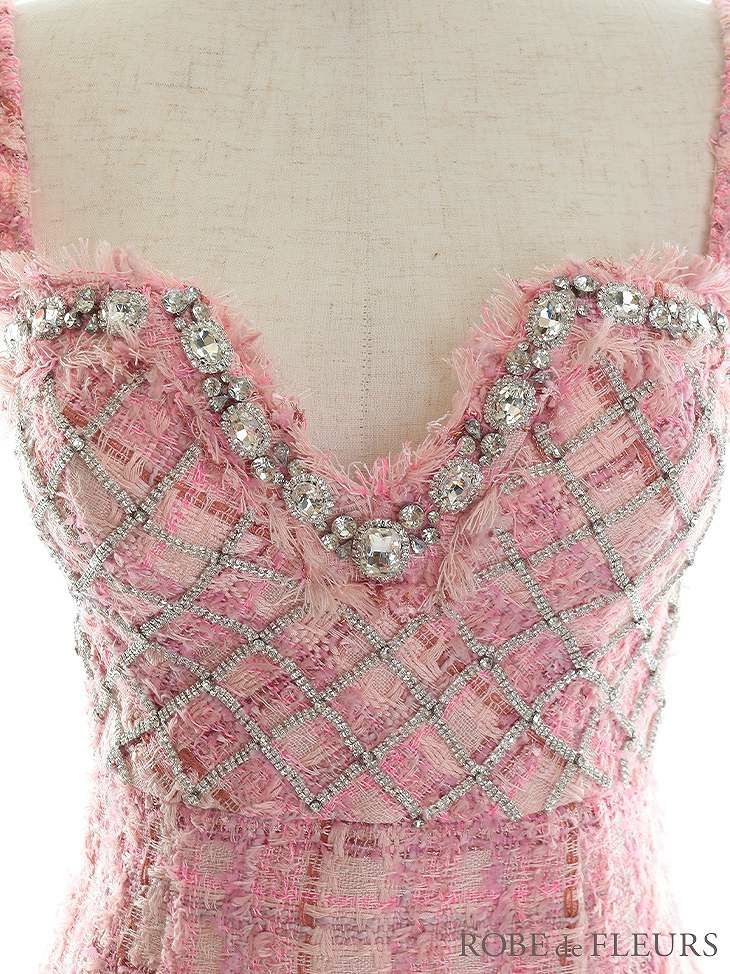 ROBE de FLEURS ローブドフルール 大粒ビジューｘラメツイードミニキャバドレス fm2655-s25