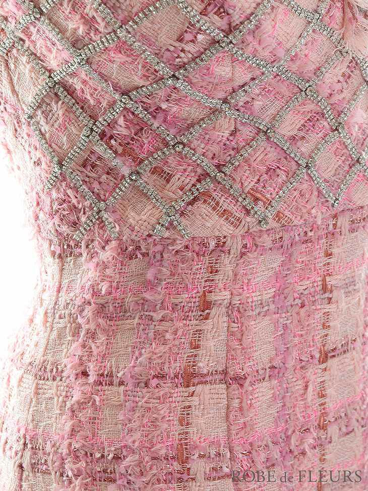 ROBE de FLEURS ローブドフルール 大粒ビジューｘラメツイードミニキャバドレス fm2655-s25