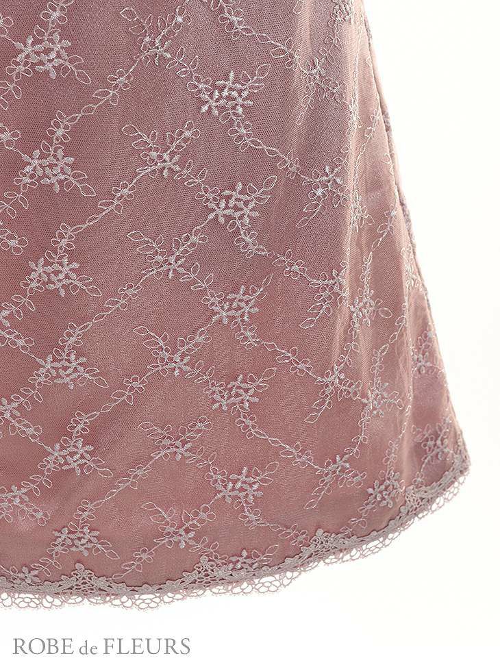 ROBE de FLEURS ローブドフルール パールチュールｘ襟付きミニキャバドレス fm2549-s25