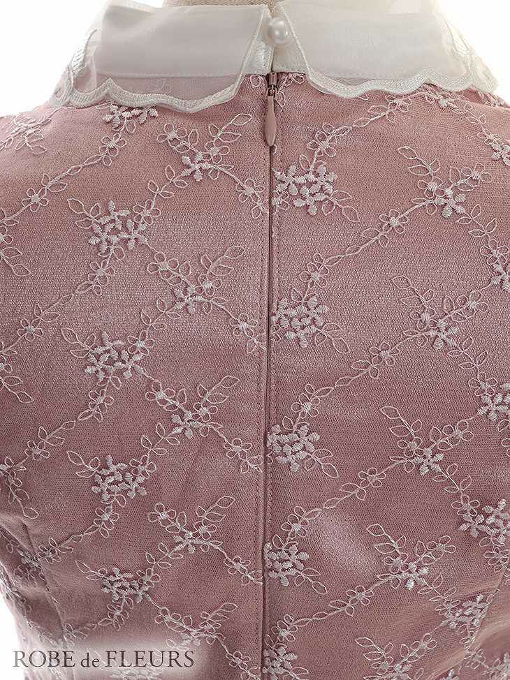 ROBE de FLEURS ローブドフルール パールチュールｘ襟付きミニキャバドレス fm2549-s25