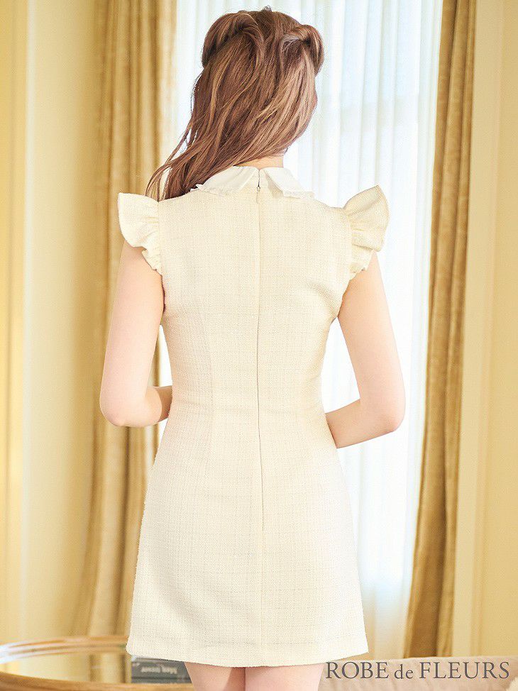 ROBE de FLEURS ローブドフルール フリル襟付き×ラメツイードミニキャバドレス fm2747-s25