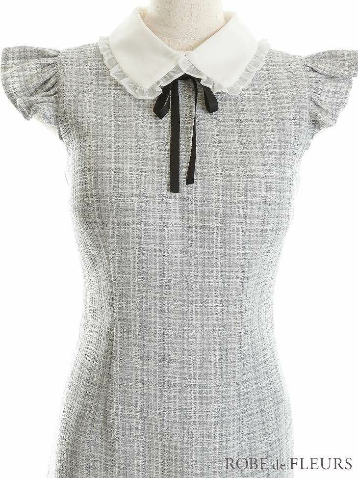 ROBE de FLEURS ローブドフルール フリル襟付き×ラメツイードミニキャバドレス fm2747-s25