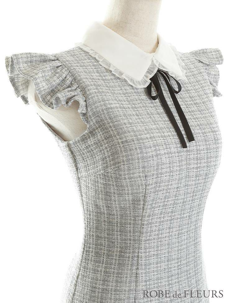 ROBE de FLEURS ローブドフルール フリル襟付き×ラメツイードミニキャバドレス fm2747-s25