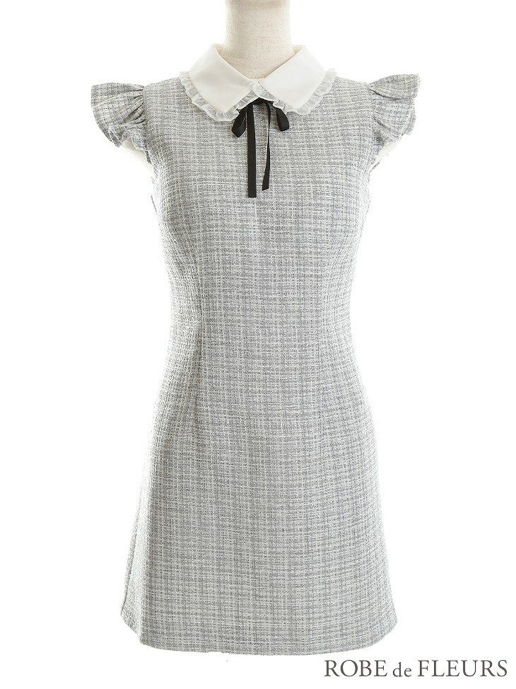 ROBE de FLEURS ローブドフルール フリル襟付き×ラメツイードミニキャバドレス fm2747-s25