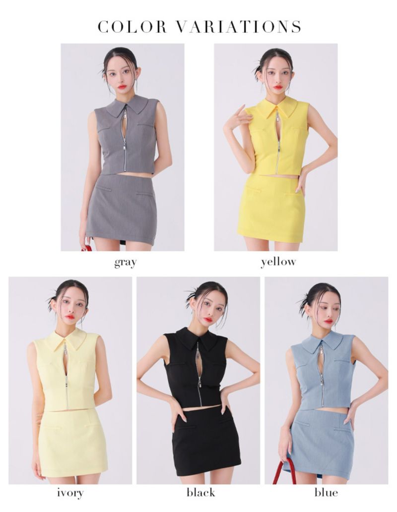 Glossy ローブドフルールグロッシー バックオープンフロントジップタイトセットアップミニキャバドレス gl3925-c